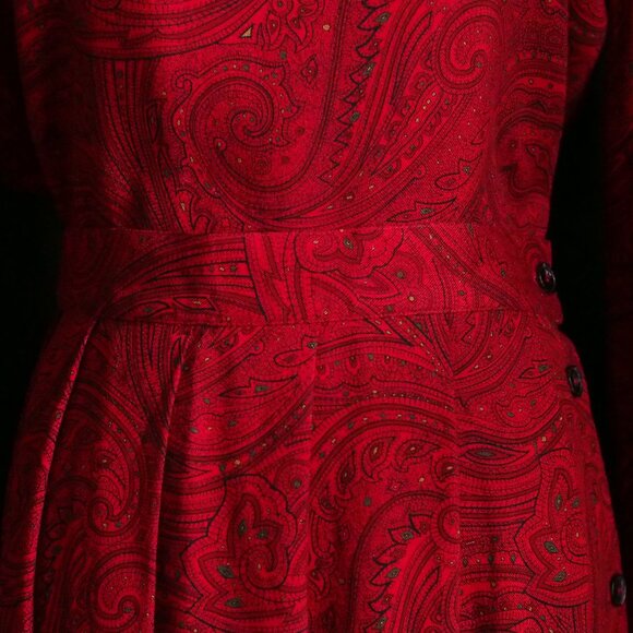 Liz Claiborne | Like NEW Vintage Red Paisley Blouse and Skirt Set in Wool Blend - Picture 6 of 9